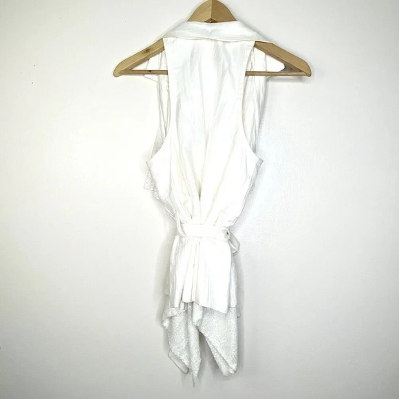 Sachin + Babi Medium Silk Blend Sequin Embellished Sleeveless Blouse Tie Front - Picture 8 of 12